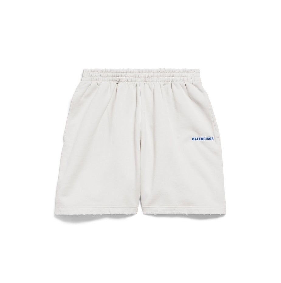 White Balenciaga Logo Shorts