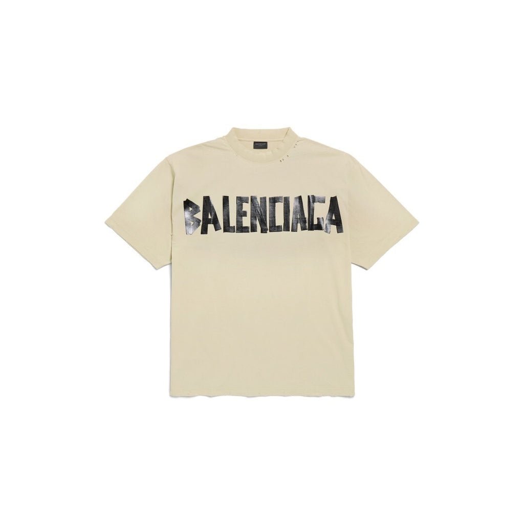 T-shirt Balenciaga Logo Effet usé Beige