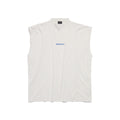 Débardeur Balenciaga Logo Bleu Distressed Blanc