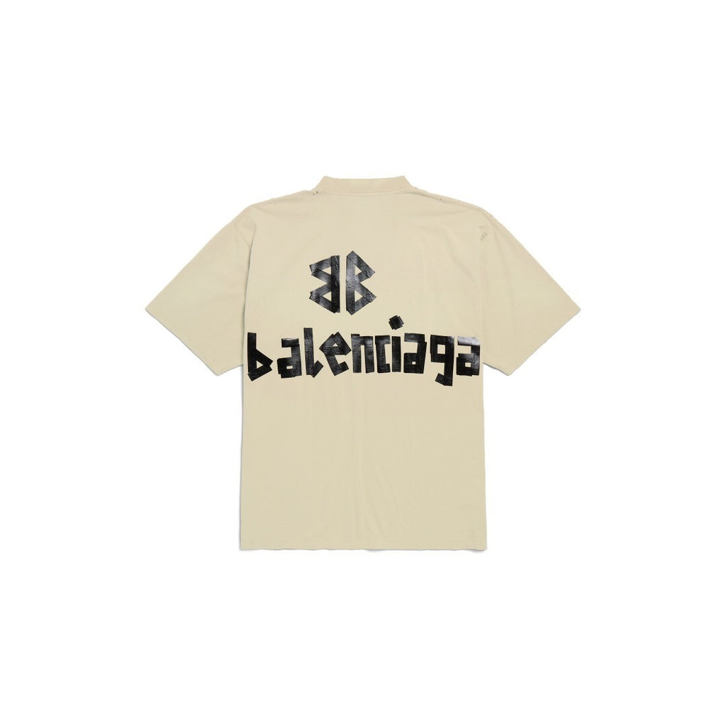 T-shirt Balenciaga Logo Effet usé Beige