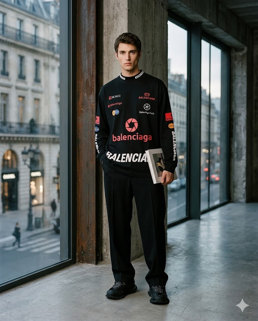 Balenciaga Multi Logo Sweatshirt - Long Sleeve Streetwear