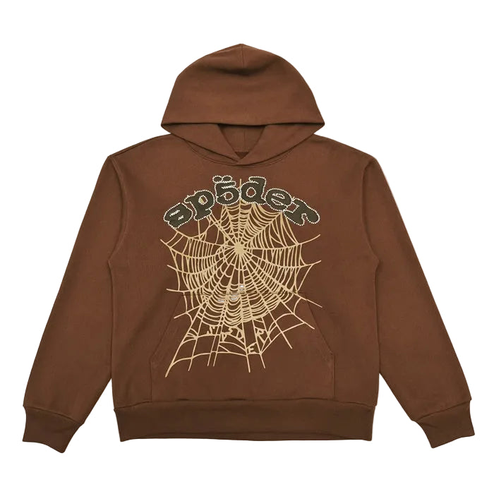 Brown Spider Web Tracksuit - Hoodie and Pants Set