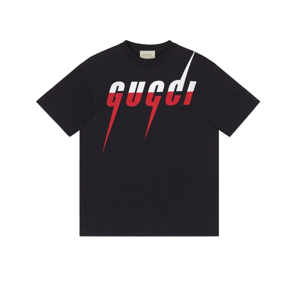 T-Shirt Gucci Blade Logo Blanc et Rouge - Noir