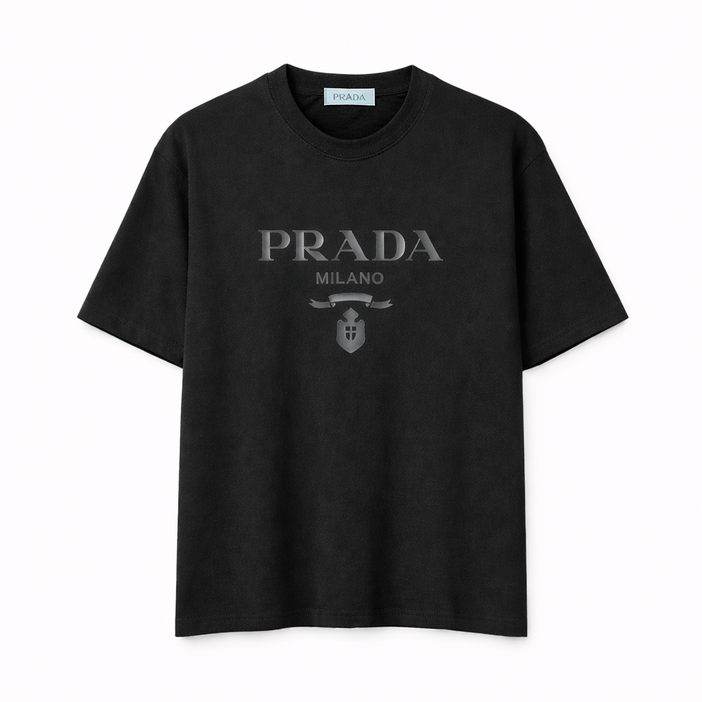 T-shirt Prada Milano Logo Gris - Noir
