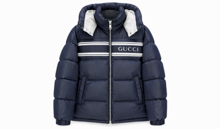 Gucci Down Jacket Logo and Stripes - Navy Blue/Black