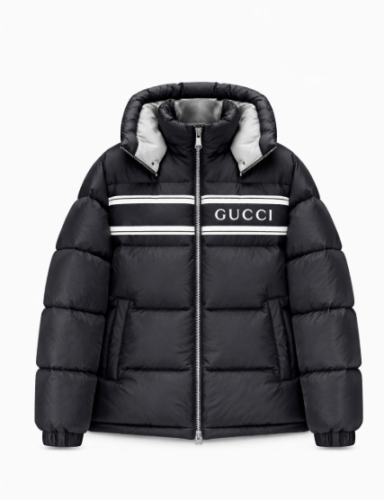 Gucci Down Jacket Logo and Stripes - Navy Blue/Black