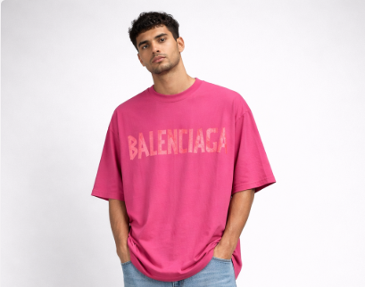 T-shirt Balenciaga Logo Oversize - Rose/Noir/Beige