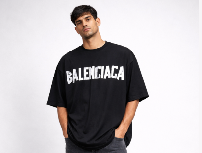 T-shirt Balenciaga Logo Oversize - Rose/Noir/Beige
