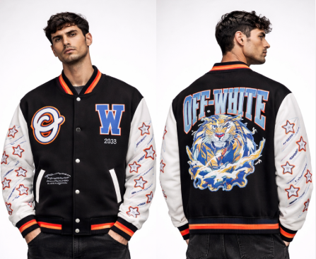 Off-White Varsity Jacket Red Stars Tiger - Black/White