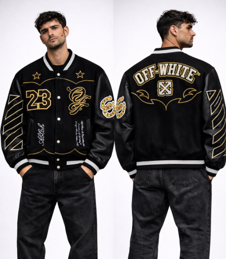 Off-White Varsity Jacket Gold Embroidery 23
