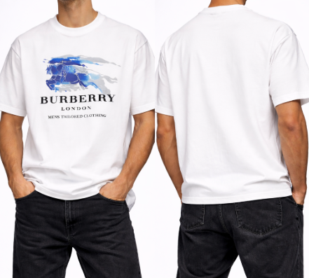 T-shirt Burberry Cavalier Équestre Bleu - Blanc