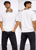 Polo Burberry Col Check - Blanc