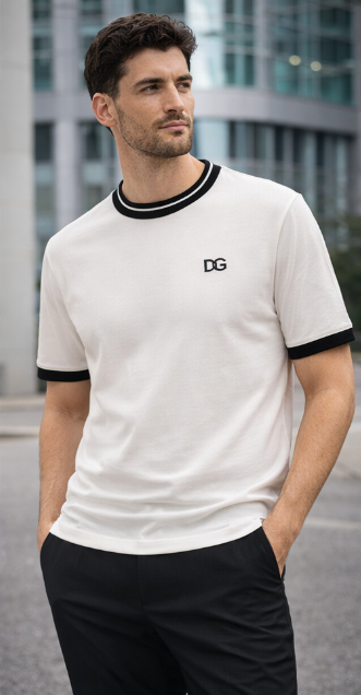 White Classic DG Jersey with Contrast Trims