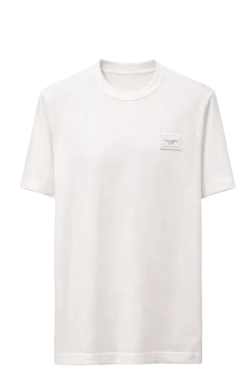 T-Shirt avec Plaquette Logo sur la Poitrine - Noir et Blanc