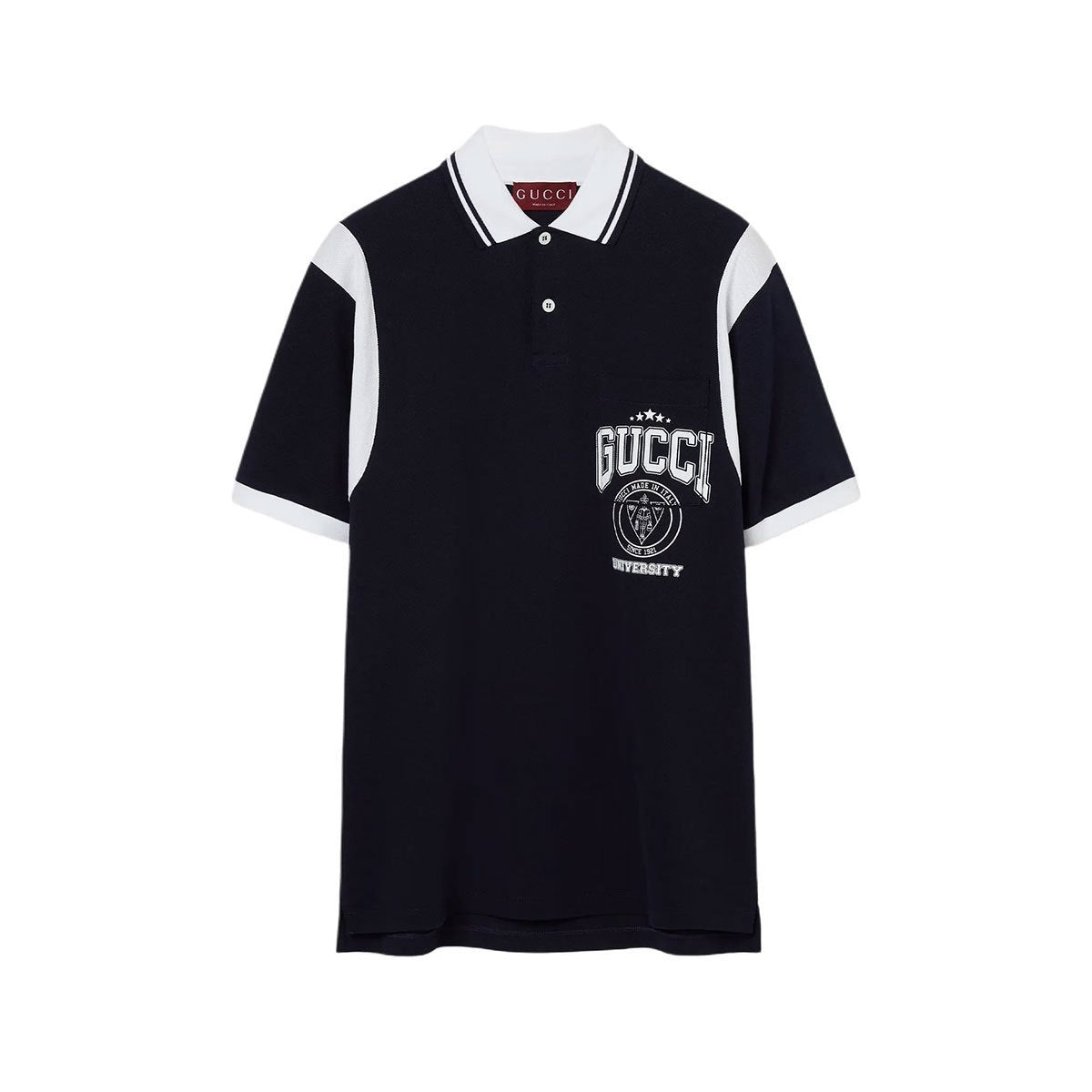 Gucci University Polo Shirt with White Details - Black