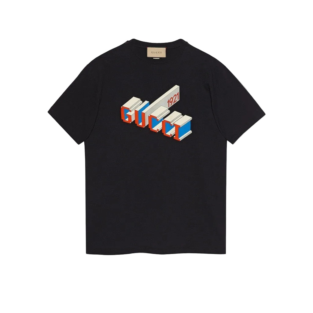 T-Shirt Gucci 1921 Logo 3D Rouge Bleu - Noir