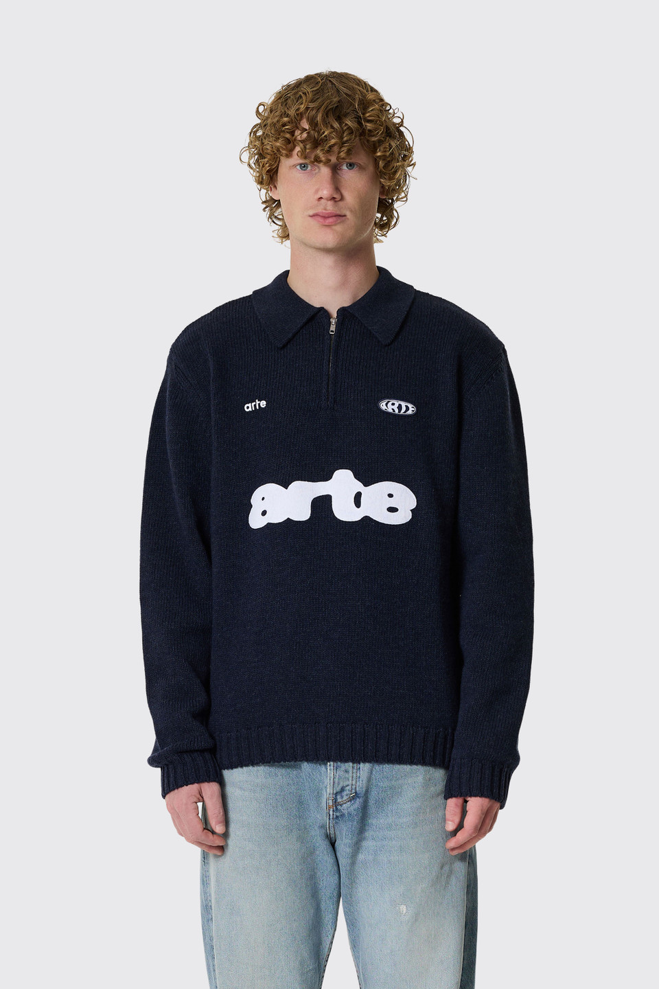 Wool Art Sweater with Zip